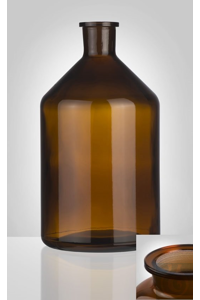 Reagent bottle, amber, narrow neck, conical shoulder, 250 ml, NS 19/26, dim. Ø 69 x H 131 mm,...
